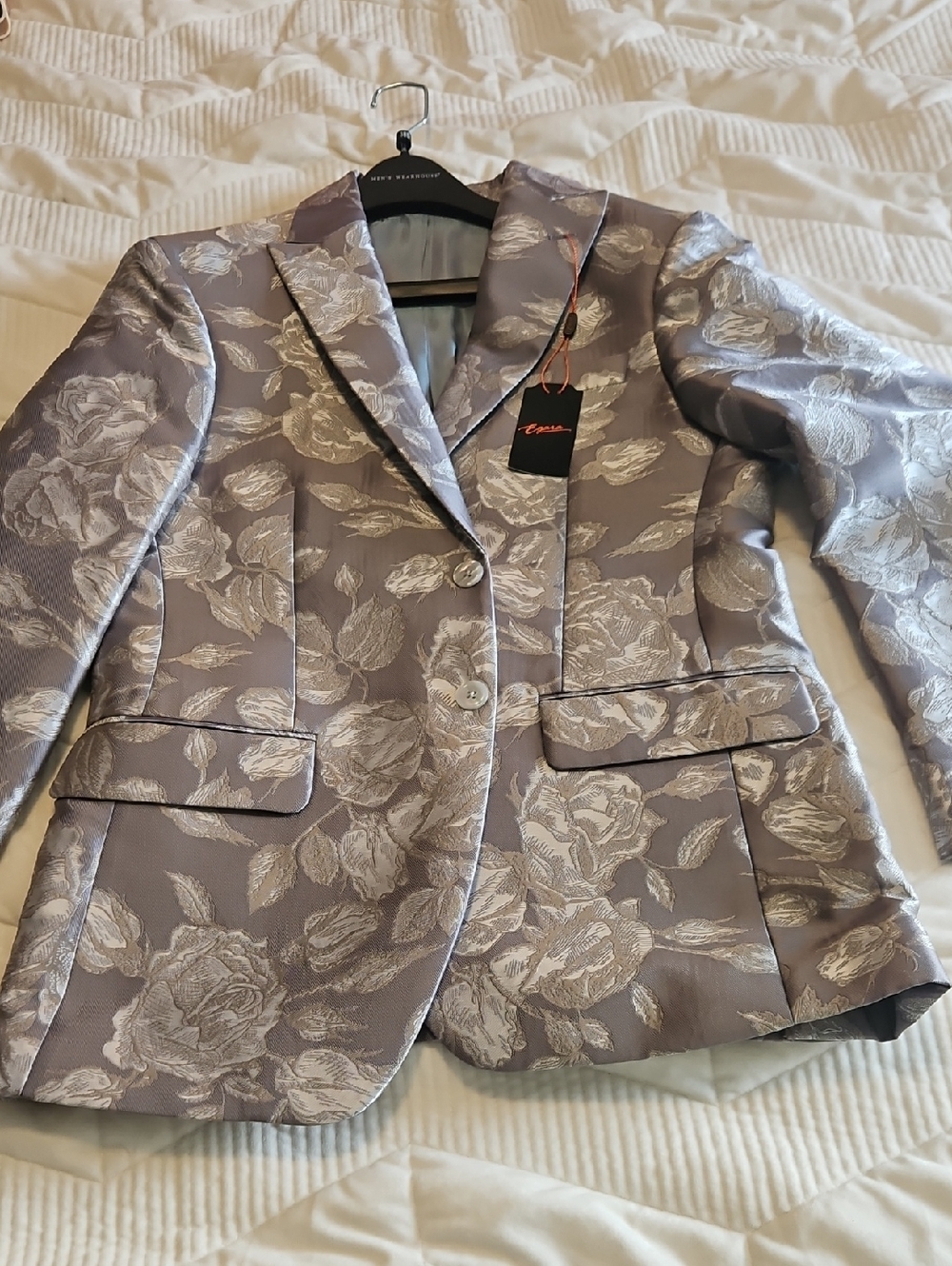 Egara Silver Floral Jacquard Blazer